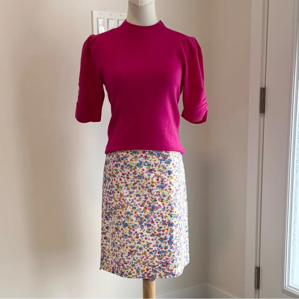 Leggiadro White Midi Skirt with Multicolor Floral Confetti Print - Picture 2 of 10